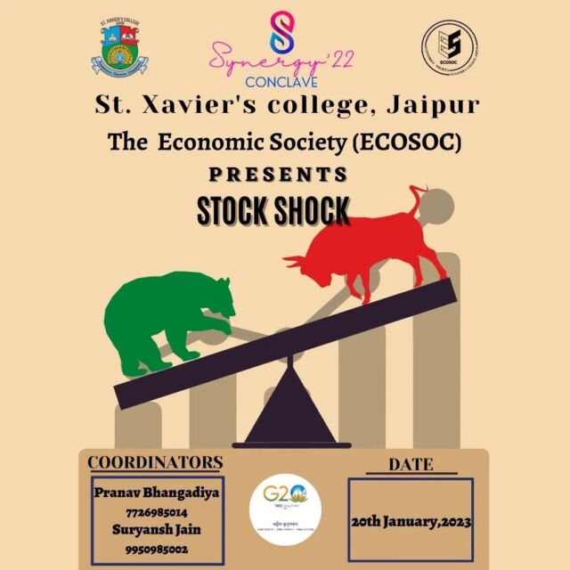 Once they repeat it, it becomes into a tongue twister rather than a braintwister. Stock Shock, a tournament created to find the true Wall Street wolves—not the Jordon Belforts of the Bombay Stock Exchange—will figuratively knock your socks off!

Get yourself registered now
https://synergyfest.co.in

#teamsynergy #college #annualfest #collegefest #events #competition #conclave #indianeconomy #2030 #economics #ecnomicsfest #acedemic #brainstorm #eventday #student #schoollife #schoolstudents
#stateofthenation #inquesta #kootniti #stockshock
